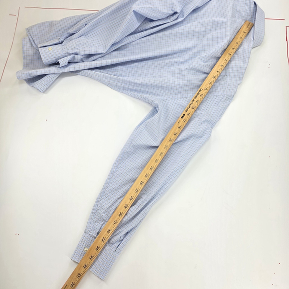 Quiet Luxury Valentino Roma Dress Shirt Men 17.5 Blue Check Italian - Picture 13 of 14